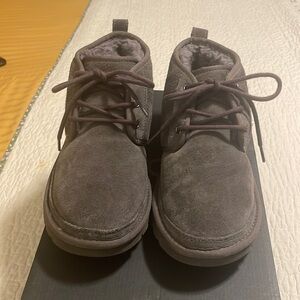 Grey suede Uggs for men.